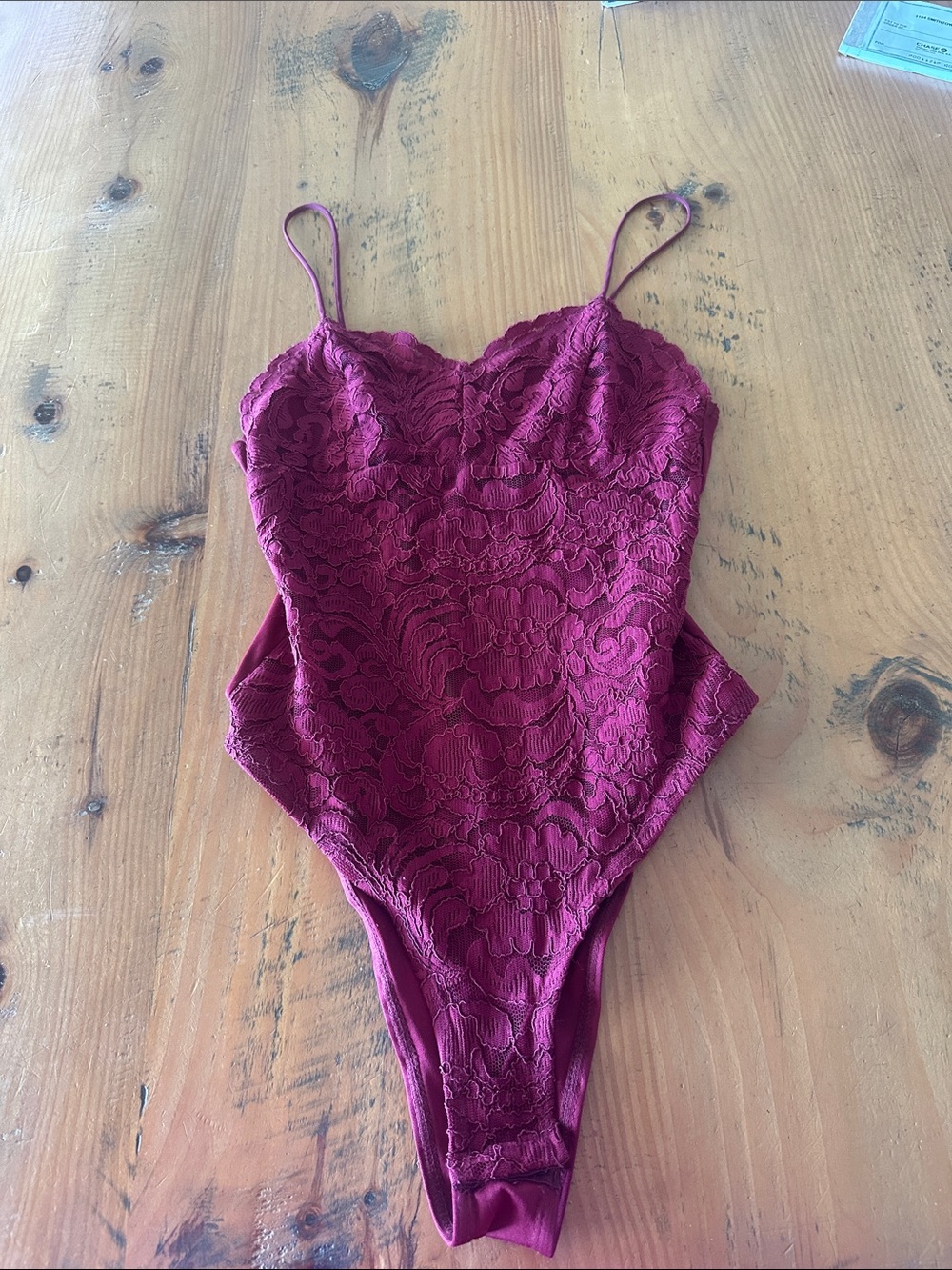 Topshop Burgundy Lace Bodysuit Chemise